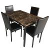 QHYDZ 5-Piece Kitchen Dining Table Set for Dining Room,Compact Space with Faux Marble Top - Black,Dinning Set,Table&4 Chairs-Black view 2
