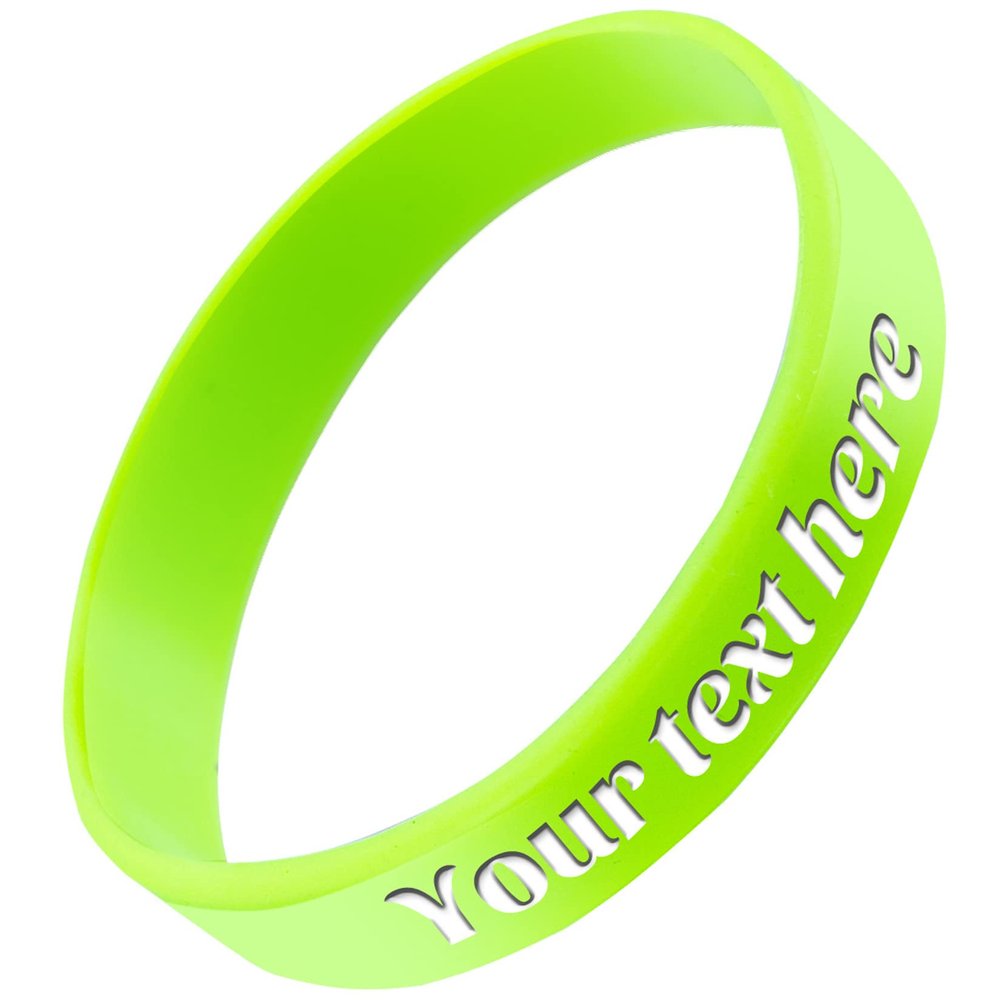 Krcooky Custom Rubber Bracelet 1/10/30/50/100 ct Personalized Silicone Wristbands Customizable Debossed for Motivation, Events, Gifts, Promotions, Party, Awareness (Light Green, Adult/8)
