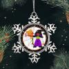 2022 Halloween Ornaments 3 Inch Gnome with Broom Snowflake Ornament Trick Or Treat Spider Web Night Before Christmas Tree Hanging Ornament Gothic Snowflake Metal Keepsake Gift view 3