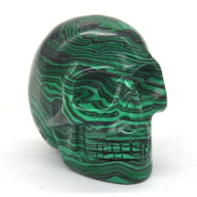 2" Crystal Skull Statues Hand Carved Figurines Sculpture Reiki Healing Stone Halloween Home Decoration - (Color: Malachite Turquoise/Size: 1 PCS)