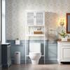 SMIBUY Bathroom Over The Toilet Storage Cabinet, 2 Door Bamboo Cabinet Organizer, Freestanding Space Saver Toilet Rack with Adjustable Inside Shelf and Open Shelf (White) view 2