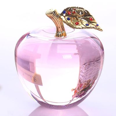 DECRZPB Crystal Glass Pink Fruits Ornament Fruit Glass Figurine Christmas Birthday Wedding Gift Dining Table Home Decor