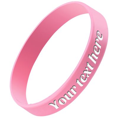 Krcooky Custom Rubber Bracelet 1/10/30/50/100 ct Personalized Silicone Wristbands Customizable Debossed for Motivation, Events, Gifts, Party, Awareness (Pink, Youth/7)