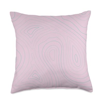 Cute Turquoise Pastel Topo Lines Background Design On Pink Throw Pillow