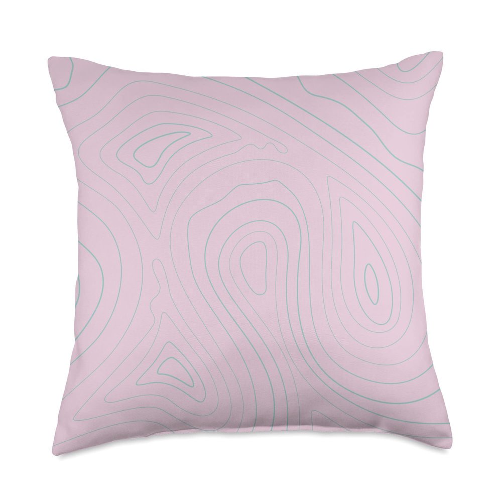 Cute Turquoise Pastel Topo Lines Background Design On Pink Throw Pillow