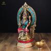 Ganeshaartsncrafts Lakshmi Ganesh Statue Brass Laxmi Ganpati Idol with Turquoise N Coral Stone Work Hindu God Goddess Diwali Pooja Murti Decorative Figurine view 2
