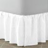 Silver Cotton Hotel Luxury Bedding Dust Ruffle Striped Bedskirt 1000-TC, 100% Egyptian Cotton, with Split Corners 26 Inch Drop Queen Size, White Striped view 2