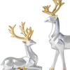 1 Pair Resin Sitting Standing Deer Statues Nordic Style Elk Figurine Deer Sculpture for Christmas Home Office Tabletop Decoration - Silver view 3