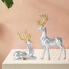 1 Pair Resin Sitting Standing Deer Statues Nordic Style Elk Figurine Deer Sculpture for Christmas Home Office Tabletop Decoration - Silver view 4