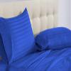 100% Egyptian Cotton 1000 Thread Count, Attached Waterbed Sheets 4 Piece, Super Single Size, 10 Inch Deep Pocket Waterbed Sheet Set, Royal Blue Stripe view 2