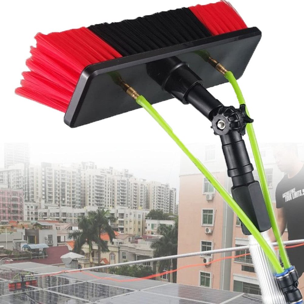 JINTAOMA Window Cleaning Pole, Window Cleaner Kit, Water/Hose Fed Extendable Pole, Window Cleaning Brush Equipment, Cleaning Photovoltaic and Solar Panels30cm Brush Head,7m/23ft