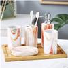 Ryakos Bathroom Accessories Sets Soap Dispenser Bottle Bathroom Accessories Set with Wood Tray Exterior Unique 6 Piece Contains Soap Dispenser Soap Dispenser Set (Color : A) view 1
