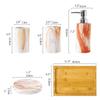 Ryakos Bathroom Accessories Sets Soap Dispenser Bottle Bathroom Accessories Set with Wood Tray Exterior Unique 6 Piece Contains Soap Dispenser Soap Dispenser Set (Color : A) view 2