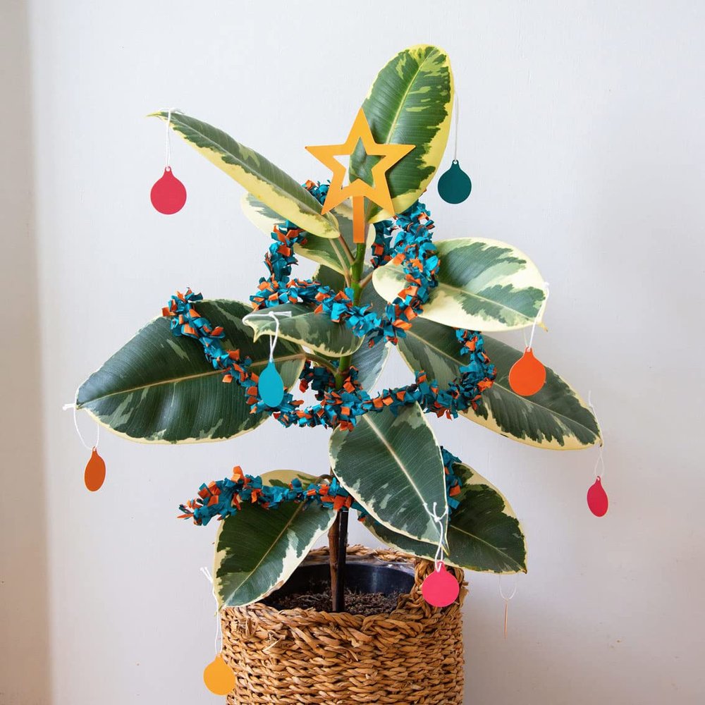 Talking Tables Pot Plant Christmas Decorations Set for Real or Artificial Succulents | Xmas Gifts for Houseplant Lovers, Novelty Stocking Stuffers, Eco-Friendly Tinsel, Star Tree Topper and Baubles