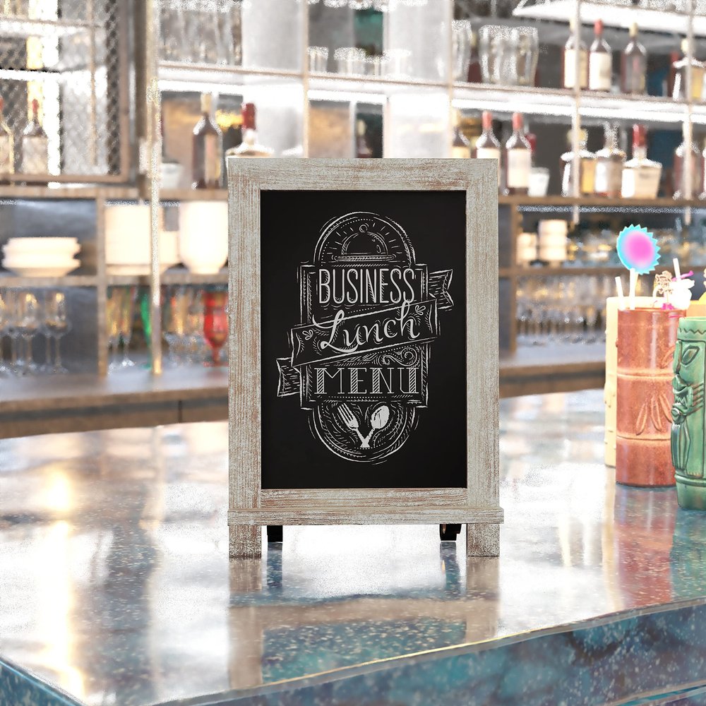 EMMA + OLIVER Burke Tabletop Chalkboard - Weathered Frame - Magnetic Drawing Surface - Folding Legs - Can be Wall Mounted - 9.5"x14" - Easy to Clean - Set of 10