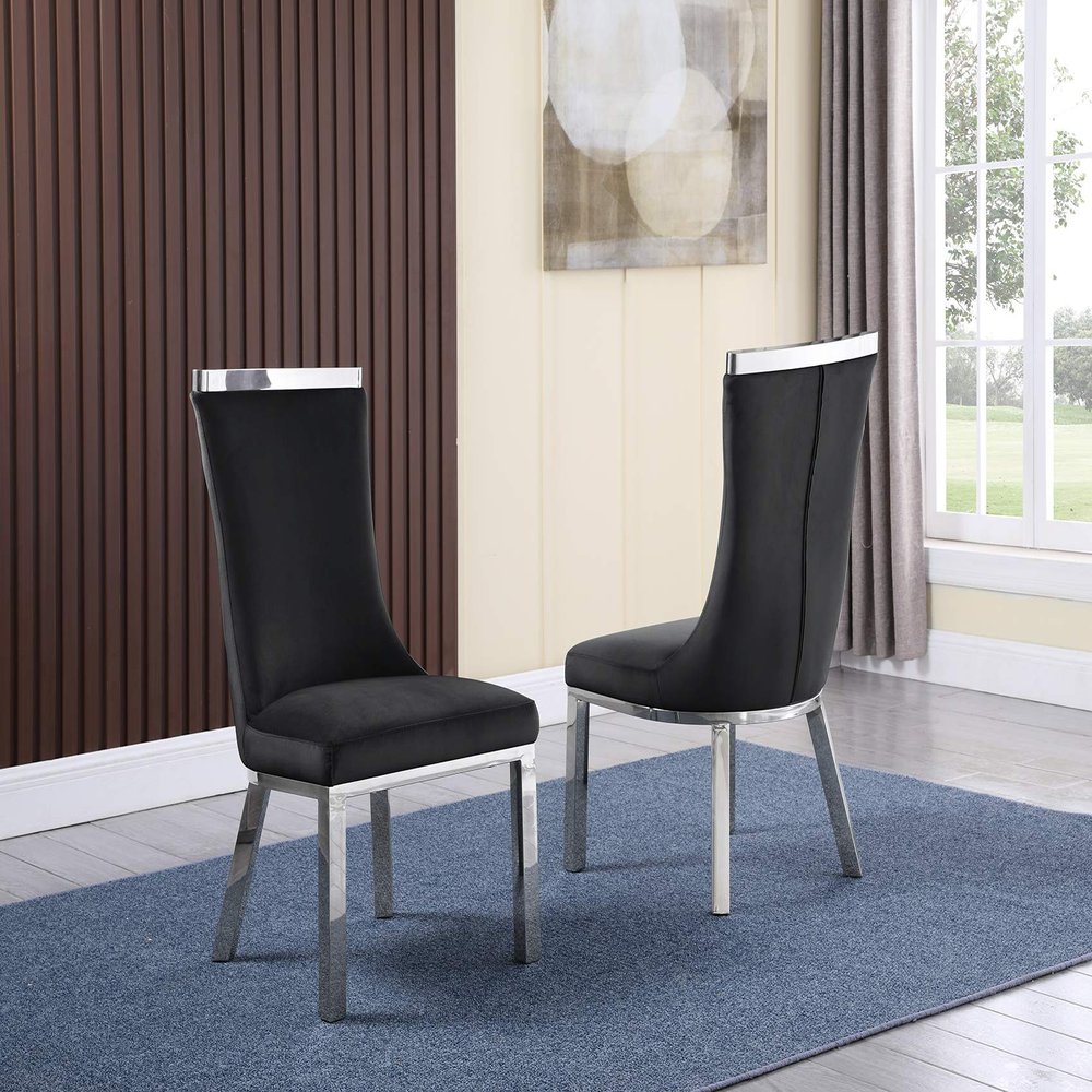 Best Quality Furniture SC270-277 Dining Chairs, Black/Silver