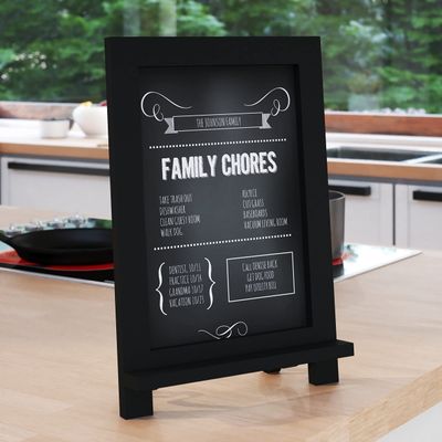 Merrick Lane Canterbury 10 Pack Tabletop Magnetic Chalkboards - Torched Wood Finish - 9.5" x 14" - Metal Folding Legs - Hanging Message Board - Counter Memo Board