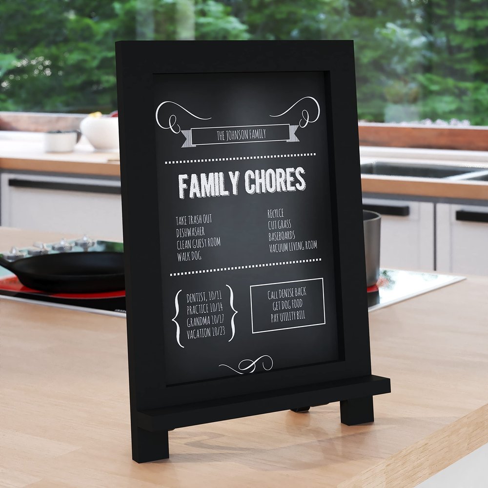 Merrick Lane Canterbury 10 Pack Tabletop Magnetic Chalkboards - Torched Wood Finish - 9.5" x 14" - Metal Folding Legs - Hanging Message Board - Counter Memo Board