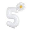 White Number 5 Daisy Balloons Set,5th Birthday Party Decorations,32 Inch 5 Daisy Balloons, Daisy Foil Balloons for Party, Birthday, Baby Shower, Wedding Dcor, Groovy Boho Daisy Party Supplies-5 view 1