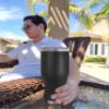 LaserGram 14oz Vacuum Insulated Pilsner Mug, Swallowtail Butterfly, Personalized Engraving Included (Black) view 3