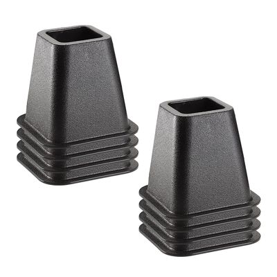Simplify 2 Pack 6 inch 4 Pack Bed Risers | Raises Bed 6 Inches | Bedroom Storage | Easy to Use | Black