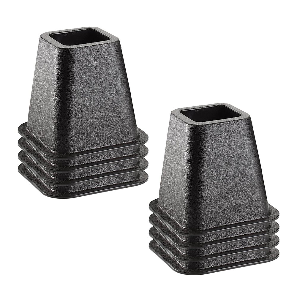 Simplify 2 Pack 6 inch 4 Pack Bed Risers | Raises Bed 6 Inches | Bedroom Storage | Easy to Use | Black
