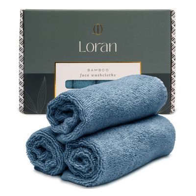 Tidal Blue Facial Washcloths Set of 6 Soft Cloths 10 x 10 100% Viscose Derived from Bamboo Spa-Like Feel Silky Face Cloth for Skin Cleansing