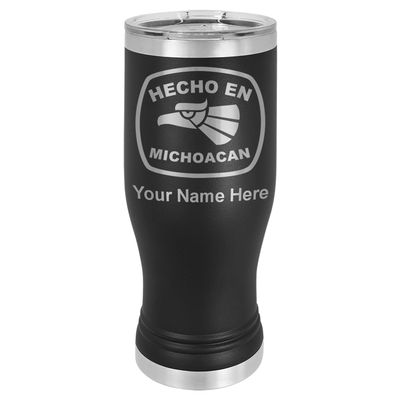 LaserGram 14oz Vacuum Insulated Pilsner Mug, Hecho en Michoacan, Personalized Engraving Included (Black)