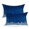Batmerry Christmas Snowflake Throw Pillow Covers,Blue Space Winter Holiday Sparkle Decorative Pillow Covers Digital Printing Blended Fabric for Couch Sofa Bed Invisible Zipper 12X20 in view 1