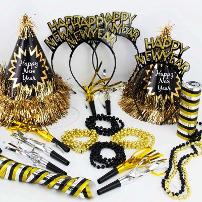 2026 Happy New Year Party Decorations 26pcs New Year's Eve Party Supplies Includes Cone Hats, Tiaras and Bead Necklaces Party Supplies for New Year