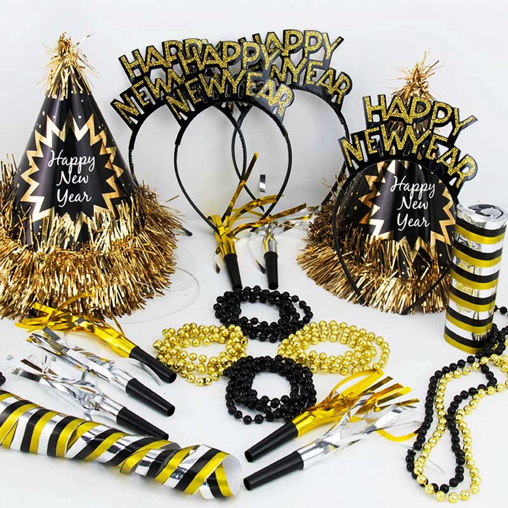 2026 Happy New Year Party Decorations 26pcs New Year's Eve Party Supplies Includes Cone Hats, Tiaras and Bead Necklaces Party Supplies for New Year