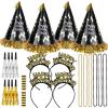 2026 Happy New Year Party Decorations 26pcs New Year's Eve Party Supplies Includes Cone Hats, Tiaras and Bead Necklaces Party Supplies for New Year view 2