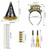2026 Happy New Year Party Decorations 26pcs New Year's Eve Party Supplies Includes Cone Hats, Tiaras and Bead Necklaces Party Supplies for New Year view 3