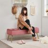 Topeakmart Velvet Footstool Bench Upholstered Ottoman Footrest Stool Button Tufted Ottoman Stool Couch Pink view 4