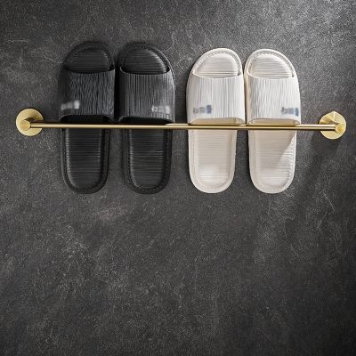 CTVR Golden Slippers Rack, Bathroom Slippers Stand, Wall Mounted Shoe Organizer, Adhesive Type Towel Hanger, for Wall, Kitchen, Entryway (Size : 60 * 5 * 6.5cm)