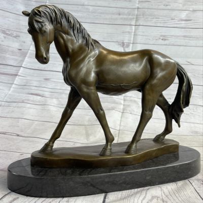 EUROPEAN BRONZE Handcrafted Bronze Sculpture Sale Base Marble Horse Arabian Lost Wax Art Handmade Gift Home Bronze Statue