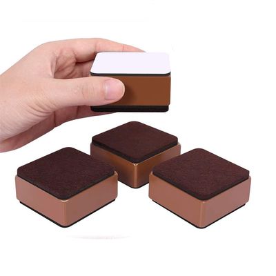 4 Pcs Bed Risers and Furniture Risers Square, 2.36 x 2.36 x 1.2 Inch Heavy Duty Self-Adhesive Couch Table Risers, Adds 1.2" Height to Solid Steel Sofa Lift (Brown Square)