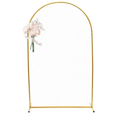 TFCFL Gold Wedding Arches Backdrop,Metal Wedding Event Party Props DIY Decoration,Balloon Archway Frame Backdrop Stand with Mesh for Wedding Decorations Party Supplies (Gold)