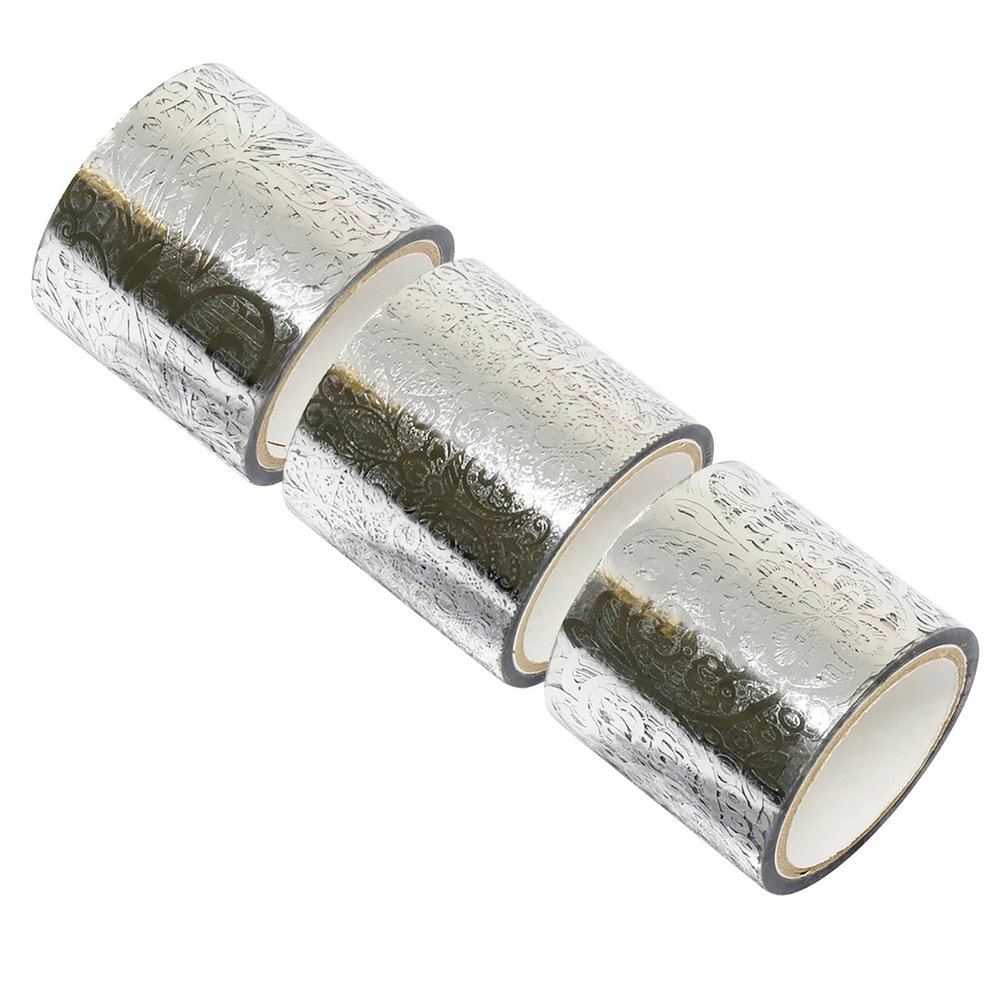 Kamiso Sansho GR-0533 Masking Tape, Beauty Monde Decoration Tape, 3 Patterns (1 Each of Flure, Legance, Romane x 1), Silver, 1.4 inches (35 mm) Width x 9.8 ft (3 m), Set of 3 Rolls