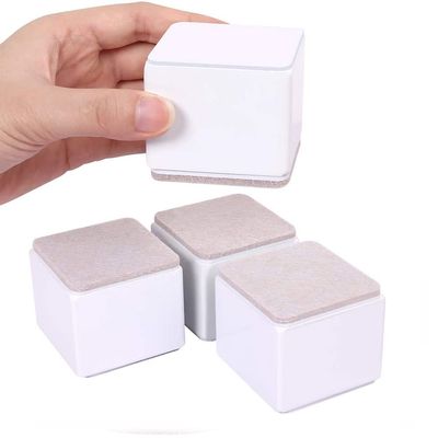 4 Pcs Bed Risers and Furniture Risers Square, 2.36 x 2.36 x 2.05 Inch Heavy Duty Self-Adhesive Couch Table Risers, Adds 2.05" Height to Solid Steel Sofa Lift (White Square)