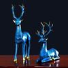 1 Pair Resin Sitting Standing Deer Statues Nordic Style Elk Figurine Deer Sculpture for Christmas Home Office Tabletop Decoration - Blue view 4