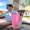 LaserGram 14oz Vacuum Insulated Pilsner Mug, Lobster, Personalized Engraving Included (Pink) view 3