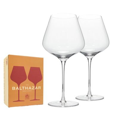 Big Wine Glasses Balthazar Giant Wine Glass - Premium Crystal Wine Glasses Set of 2 - Fits Entire 750 ml Bottle