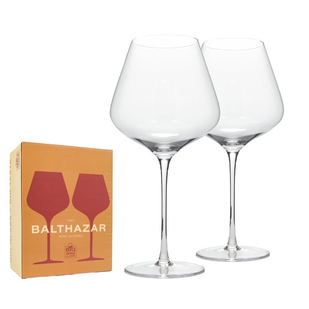 Big Wine Glasses Balthazar Giant Wine Glass - Premium Crystal Wine Glasses Set of 2 - Fits Entire 750 ml Bottle