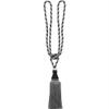 1Piece Hanging Ball Curtain Tieback Braided Tassels Window Drape Holdback Buckle Barley Ball Binding Rope Curtains Holder Tie,Black,2Pcs view 1