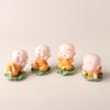 4pcs Little Monks Statue, Cute Baby Childhood Monks Figure, Miniature Lotus Leaf Buddha Monk Statue for Home Car Office Decor (Yellow) view 2