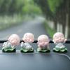 4pcs Little Monks Statue, Cute Baby Childhood Monks Figure, Miniature Lotus Leaf Buddha Monk Statue for Home Car Office Decor (Gray) view 1