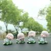 4pcs Little Monks Statue, Cute Baby Childhood Monks Figure, Miniature Lotus Leaf Buddha Monk Statue for Home Car Office Decor (Gray) view 2