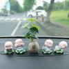 4pcs Little Monks Statue, Cute Baby Childhood Monks Figure, Miniature Lotus Leaf Buddha Monk Statue for Home Car Office Decor (Gray) view 4