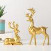 1 Pair Resin Sitting Standing Deer Statues Nordic Style Elk Figurine Deer Sculpture for Christmas Home Office Tabletop Decoration - Golden view 3